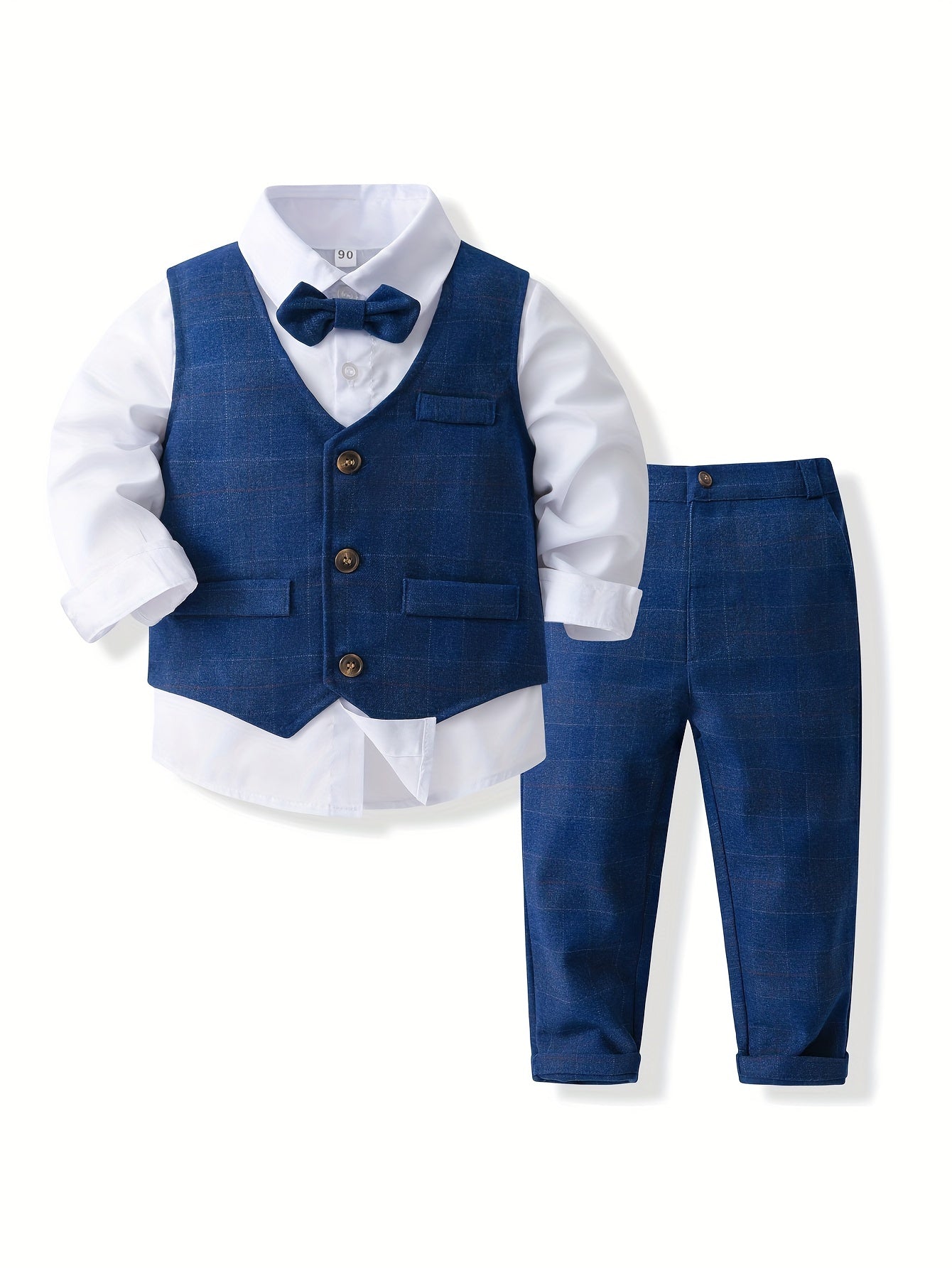 Baby's Gentleman Outfit, Waistcoat & Bowtie Shirt & Pants Set