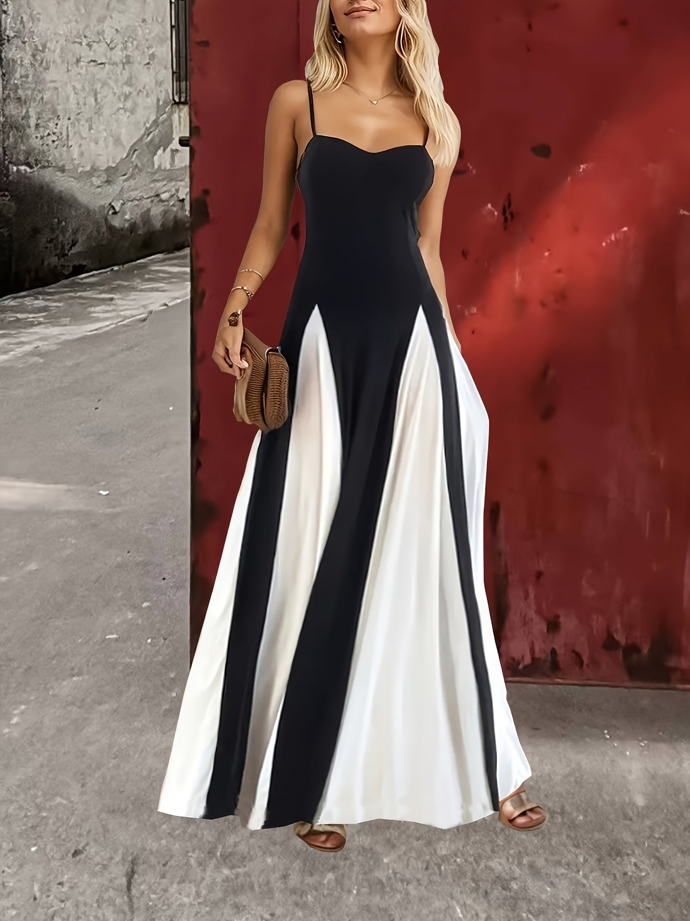 Women's Elegant Strapless Divine Contrast Dress