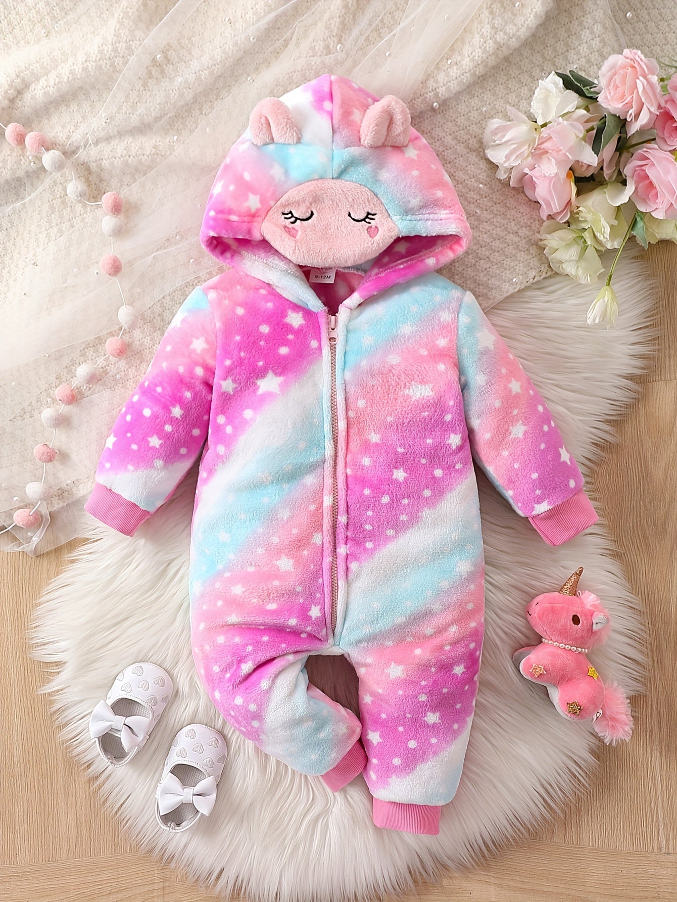 Cartoon Print Hooded Onesie