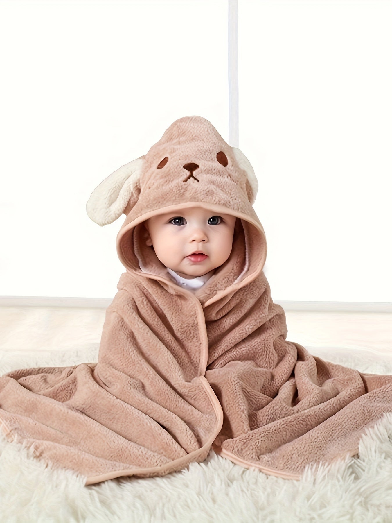Adorable Animal Design Baby Boy's Soft Hooded Bathrobe