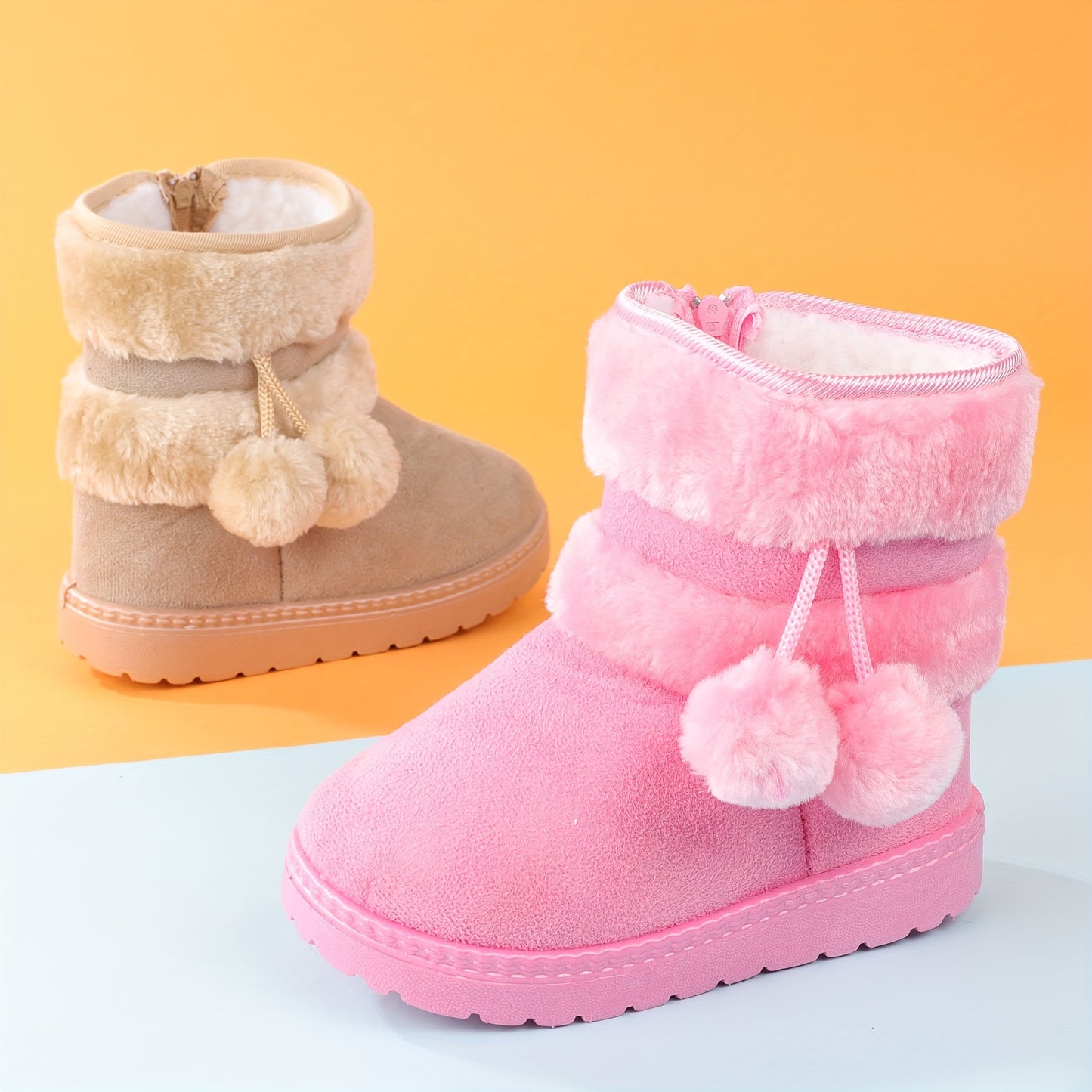 Cute Plush Ball Comfortable Boots For Girls