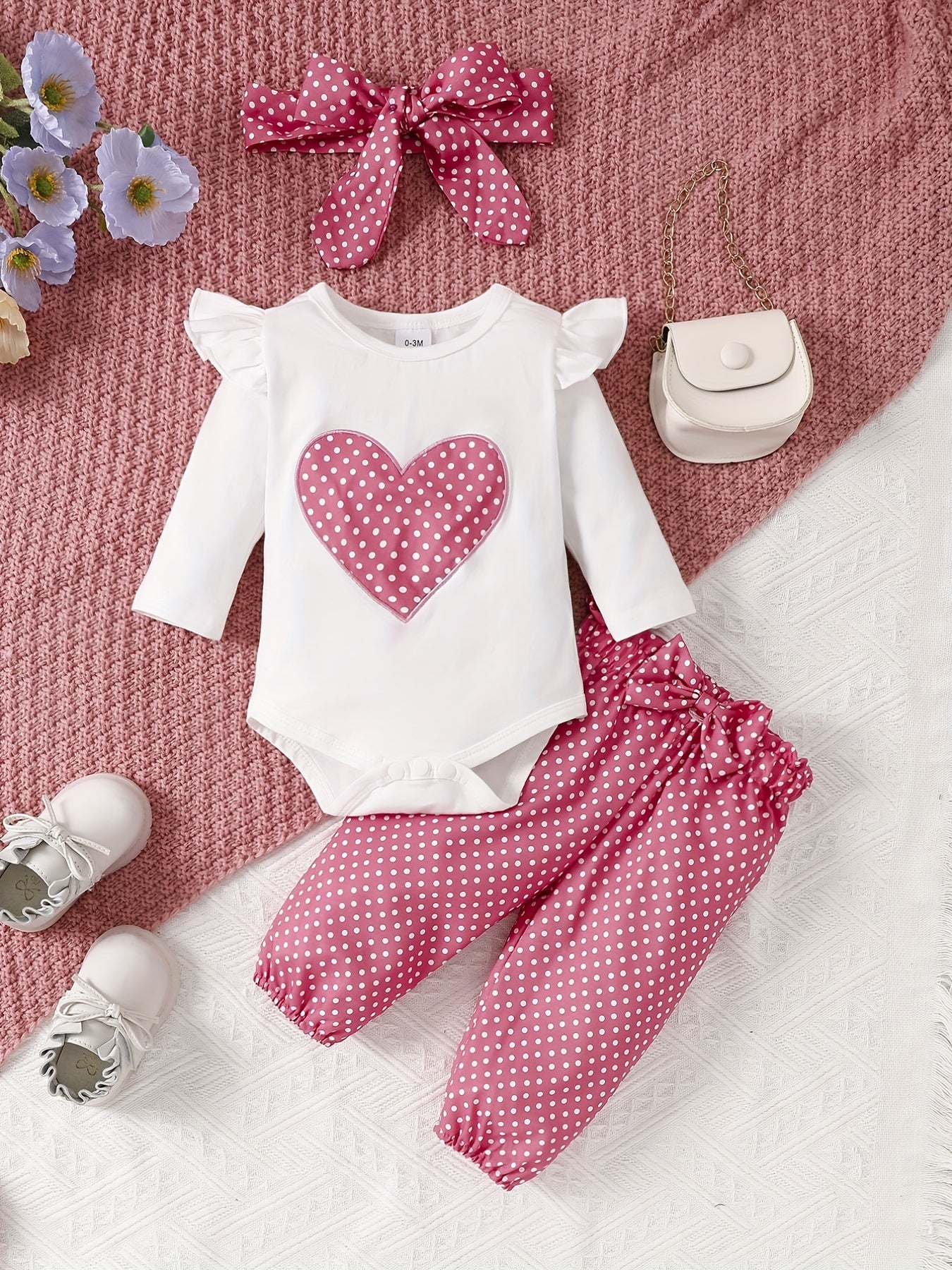 Baby Girl's Stylish Set, "Isn't She Lovely" Long Sleeve Onesie & Polka Dot Pants