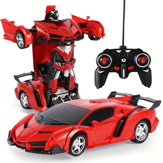 Transforming RC Robot Police Car Toy - One-Click Transformation, Remote Control