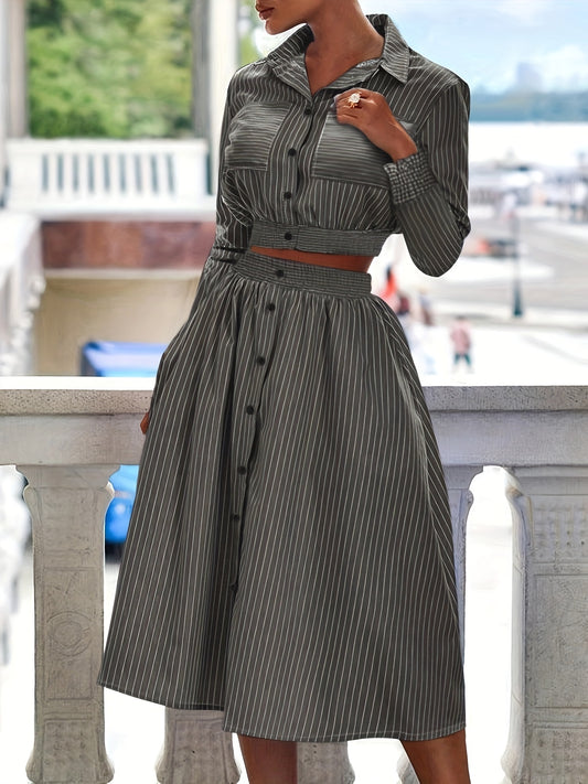 Women's Flirt & Flow Co-Ord Striped Print Set