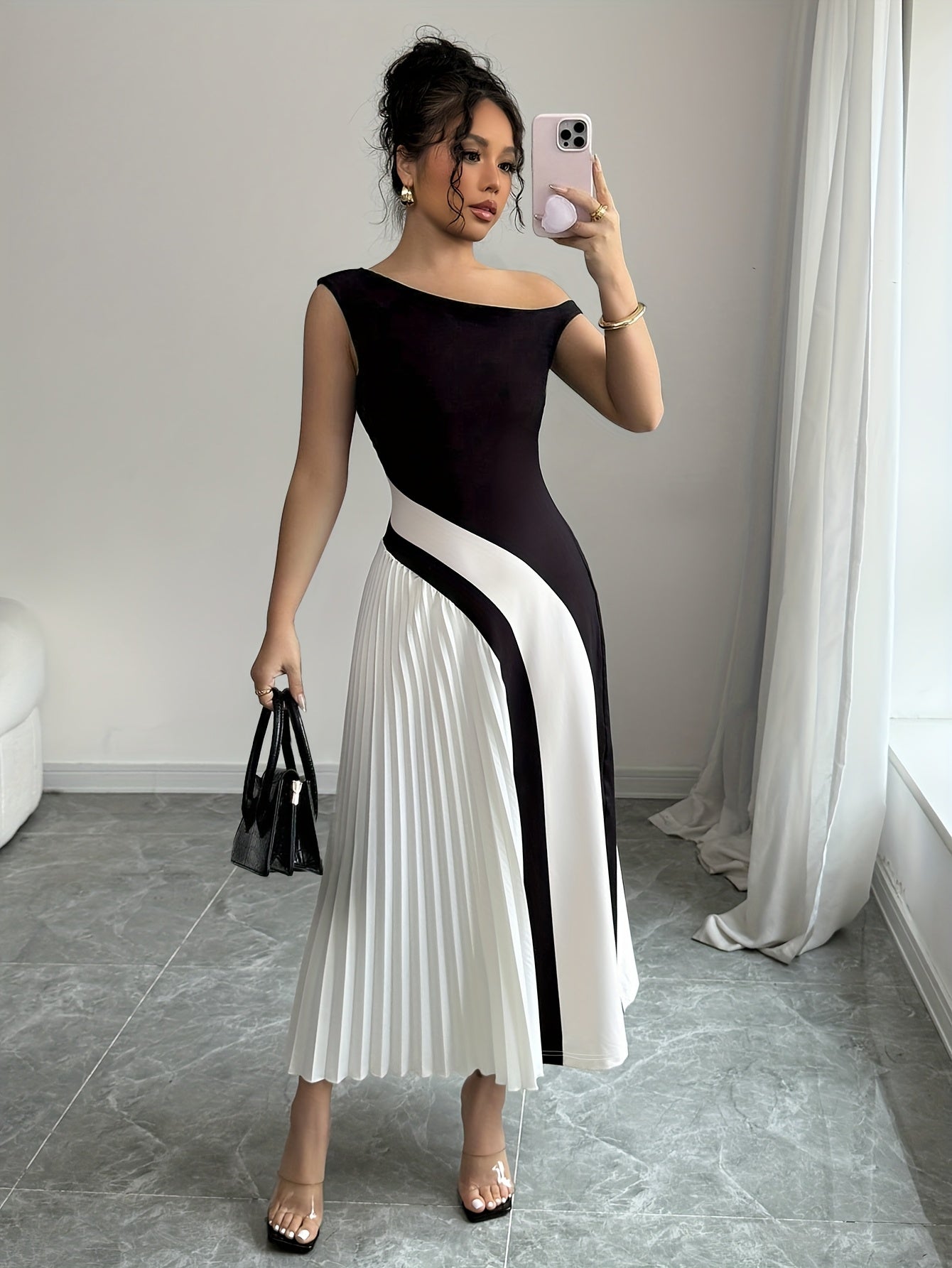 Monochrome Muse Maxi Dress