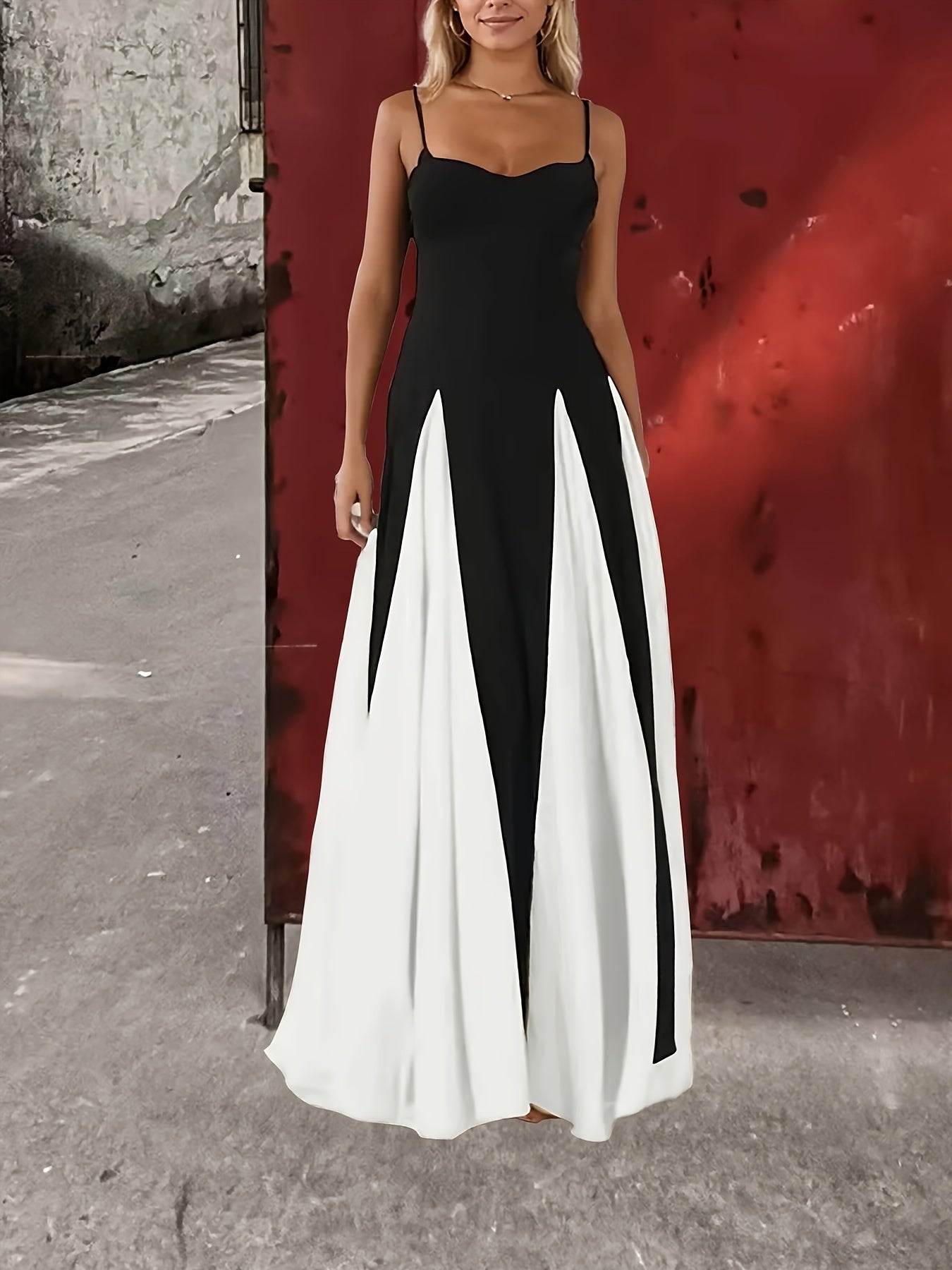 Women's Elegant Strapless Divine Contrast Dress