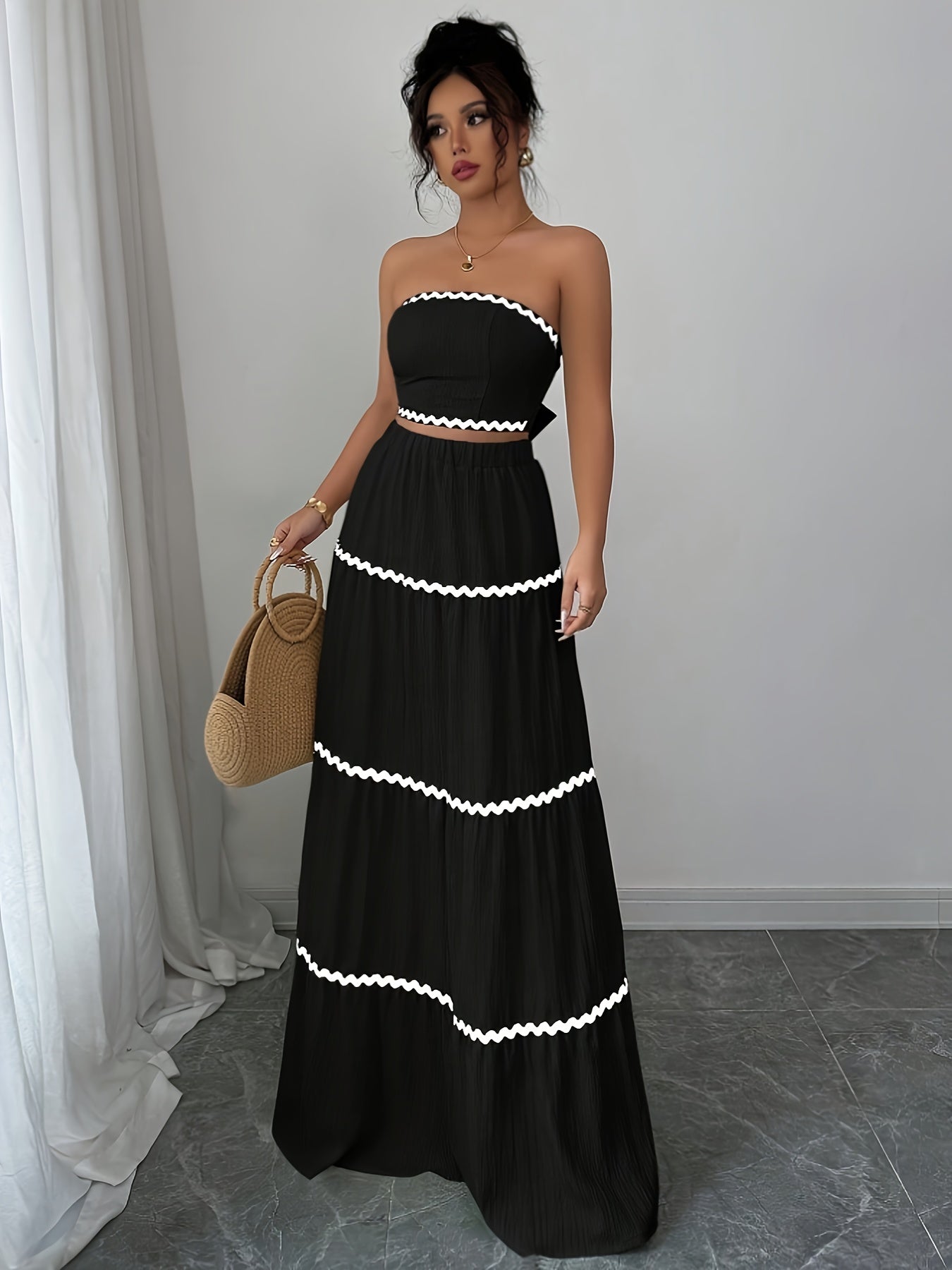 Women's Bohemian Fashion Sunset Wrap Co-Ord Skirt Pants Set