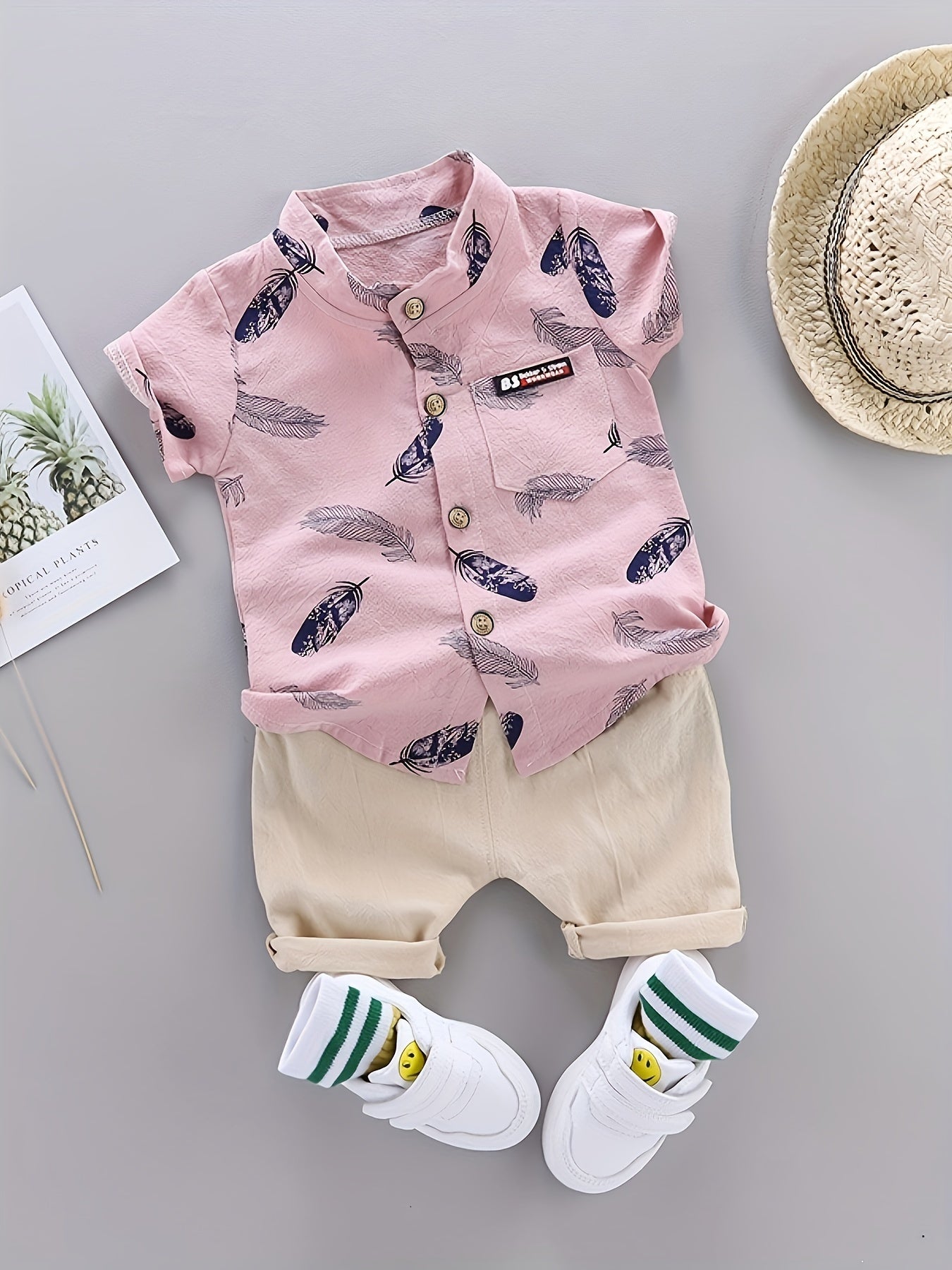 Baby's Feather Shirt/Pants Set