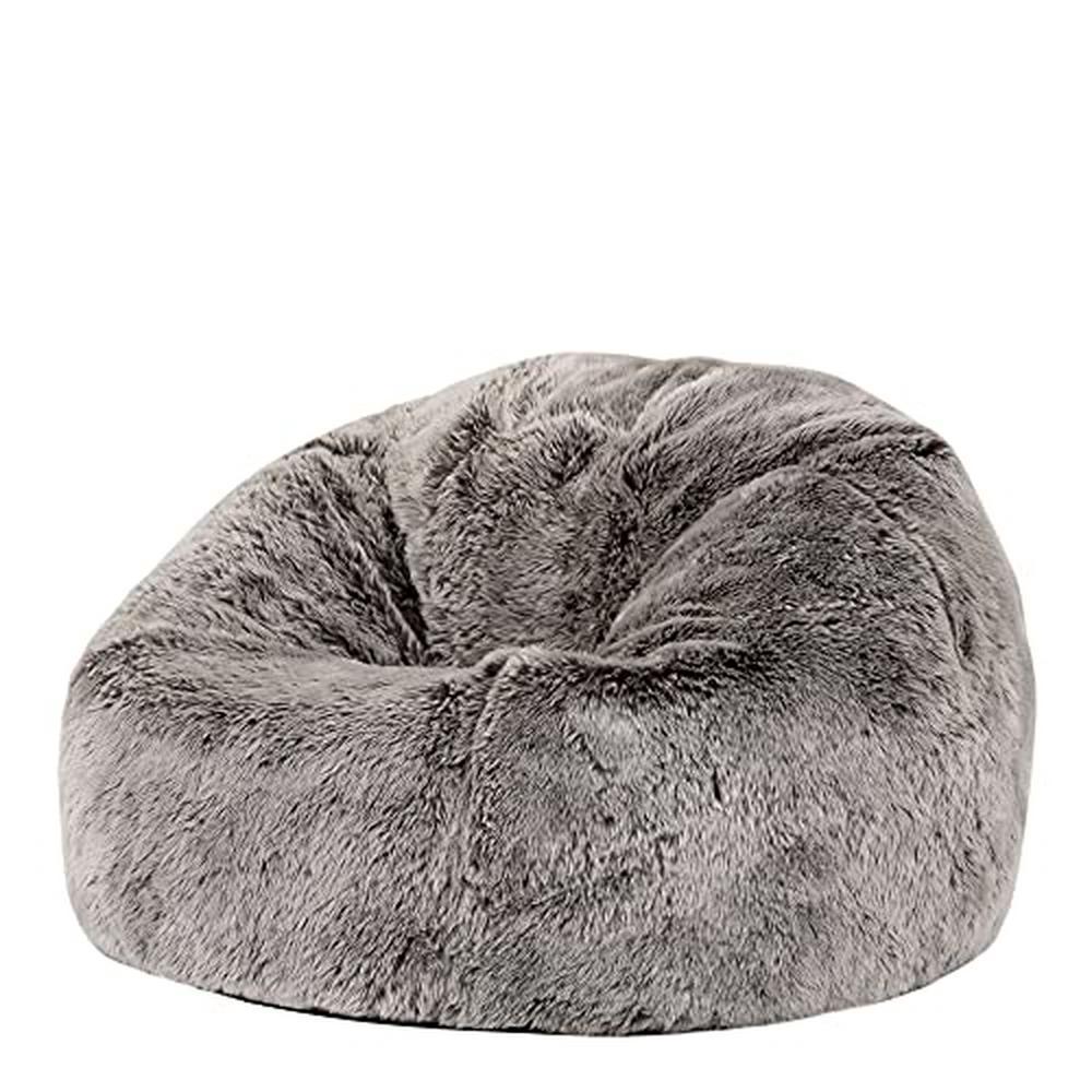 Kids Faux Fur Bean Bag Chair Arctic Wolf Grey Large Fluffy Bean Bags Nursery Decor Bedroom Accessories