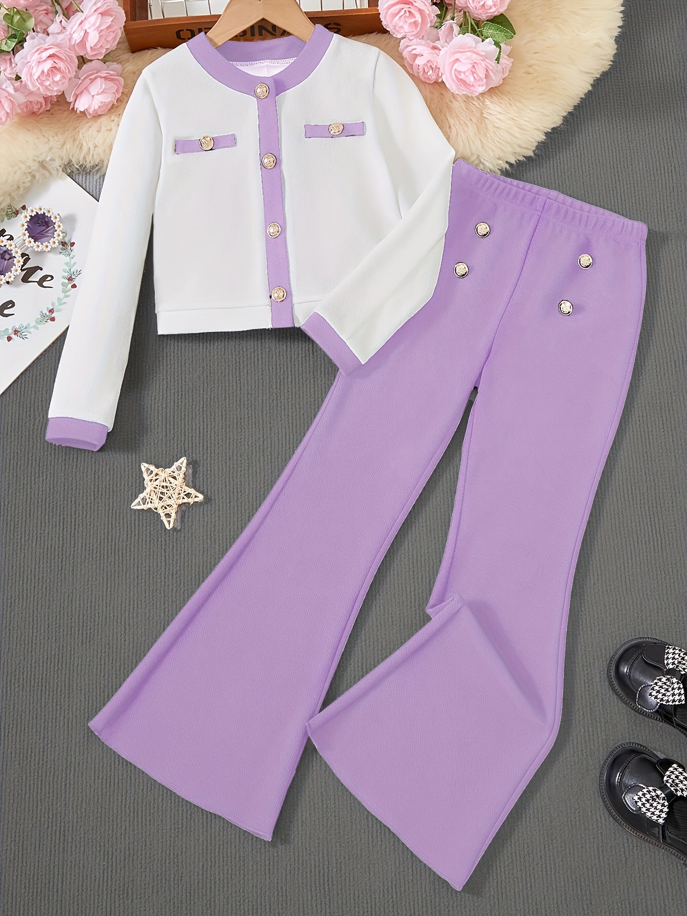 Girls' Winter Long Sleeve Jacket And Leggings Set