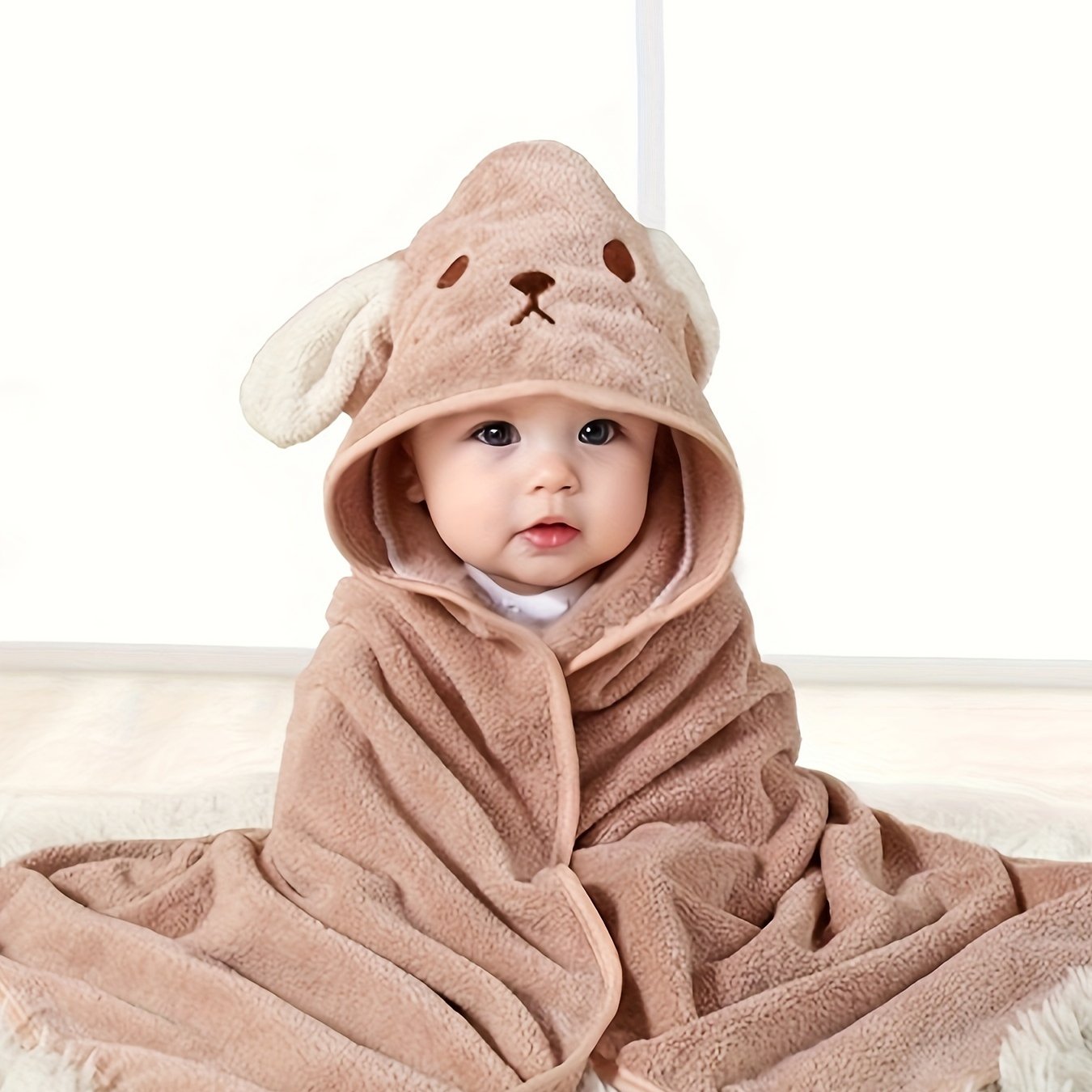Adorable Animal Design Baby Boy's Soft Hooded Bathrobe