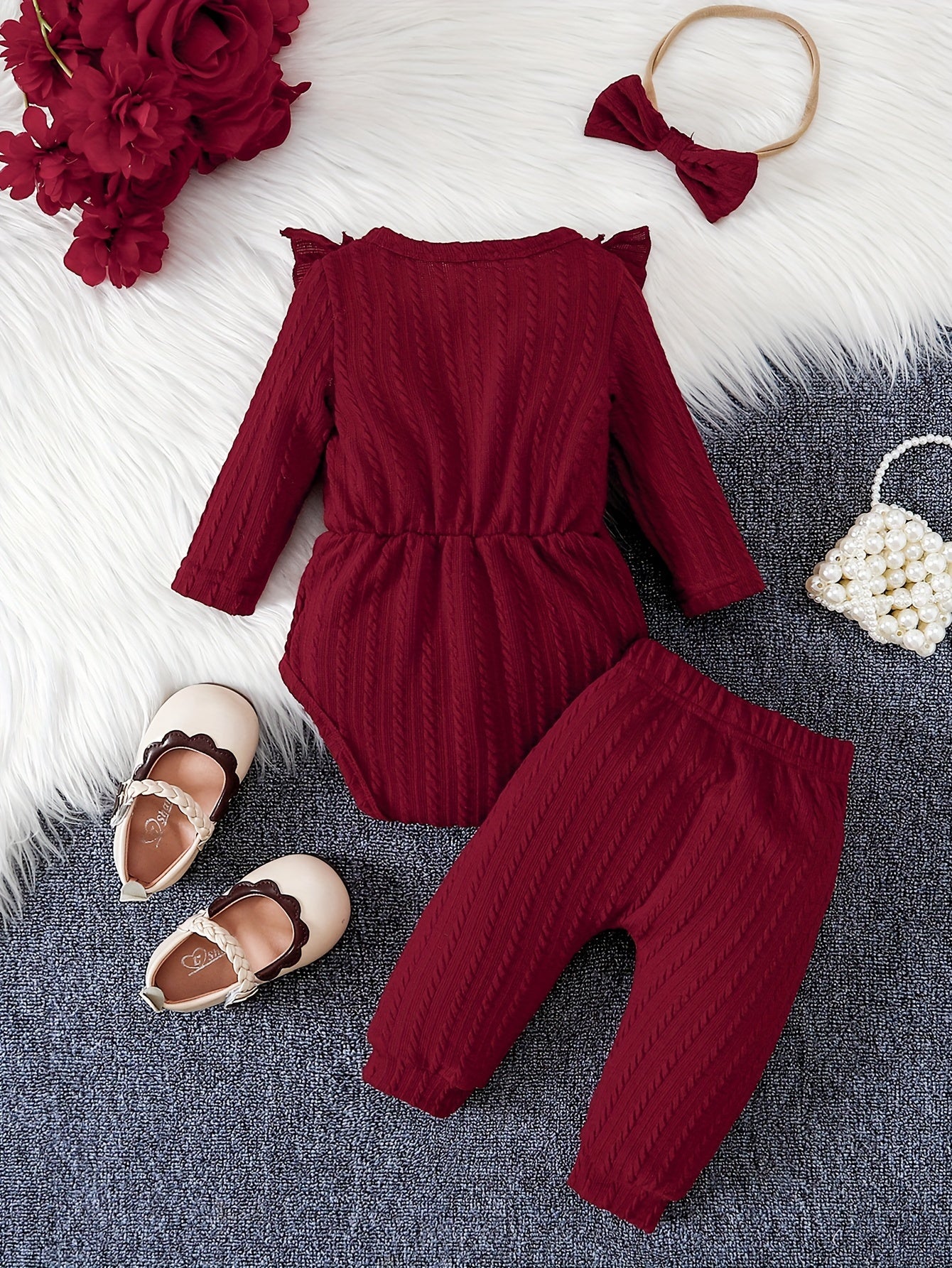 Infant Girls' Knitted Bodysuit and Pants Set