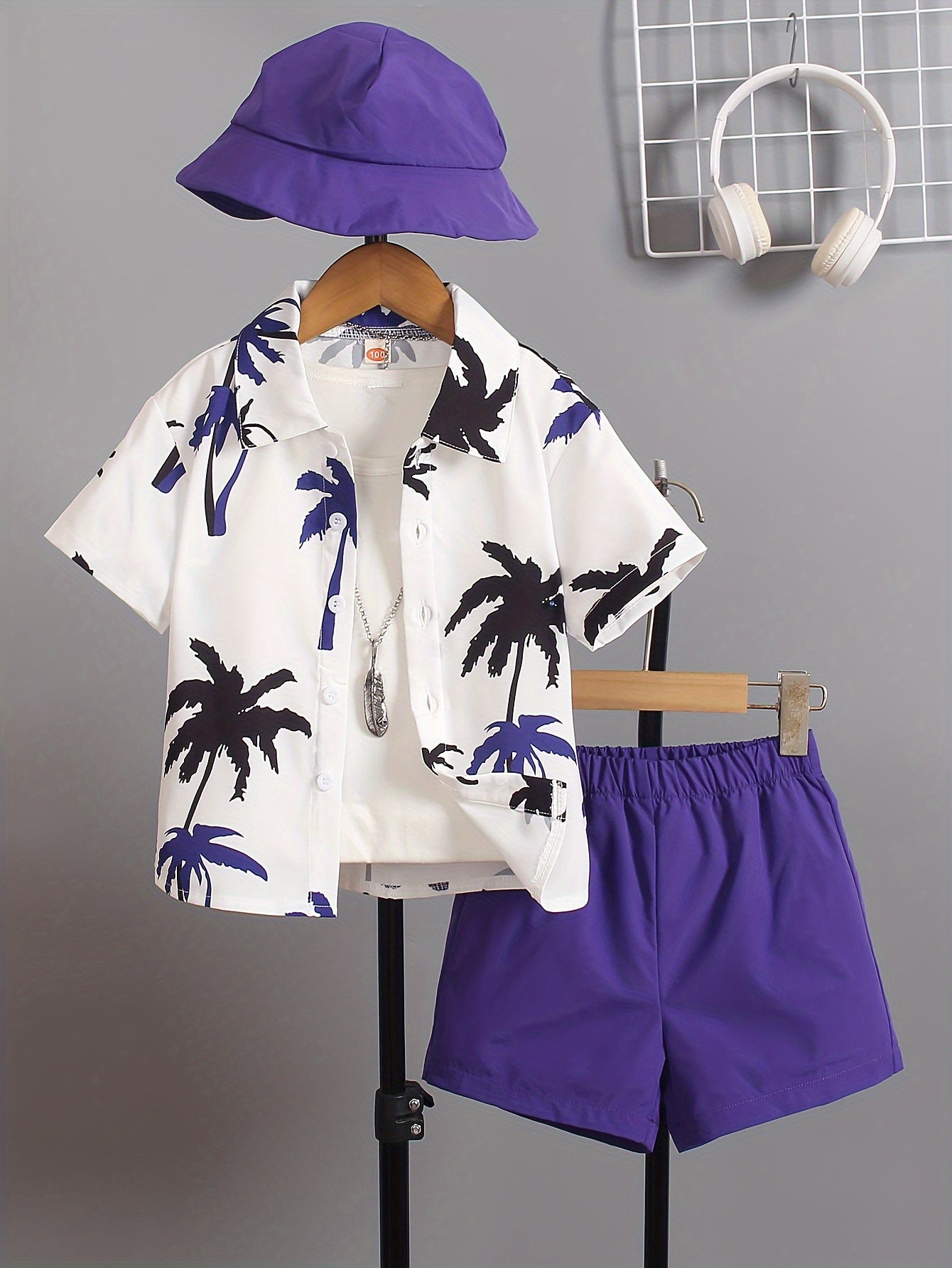 Boys Casual Coconut Tree Outdoor Wear