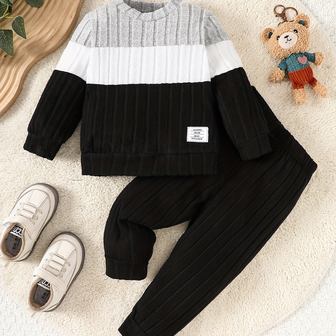 Long Sleeve Letter Embroidery Top & Pants