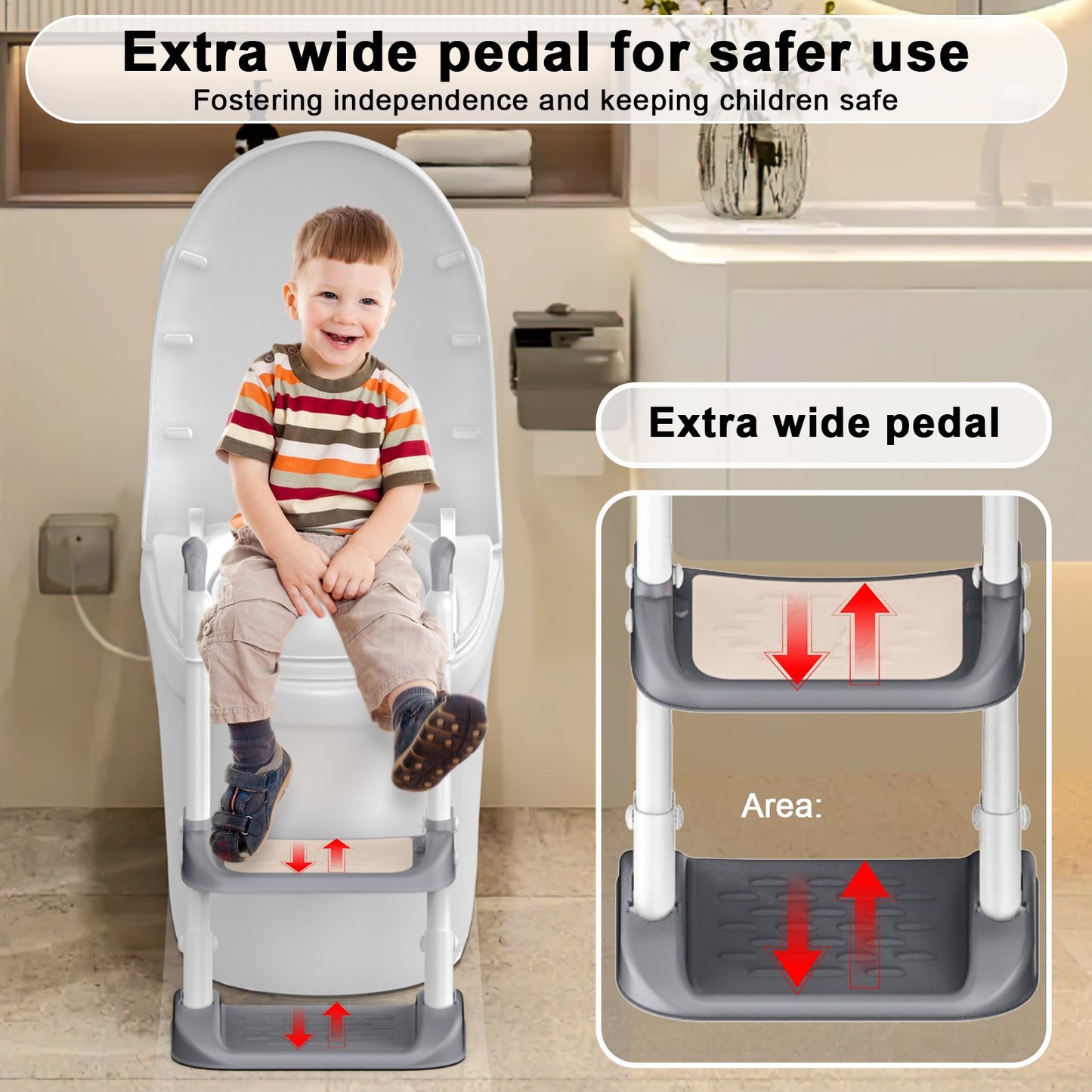 Potty Training Toilet Seat, Adjustable Toddler Toilet Seat with Steps