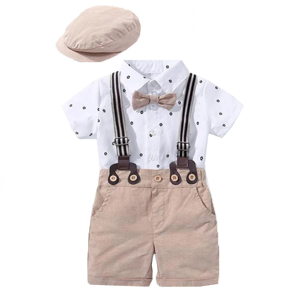 Gentleman Outfit Suit Set Baby Tie Bow Hat