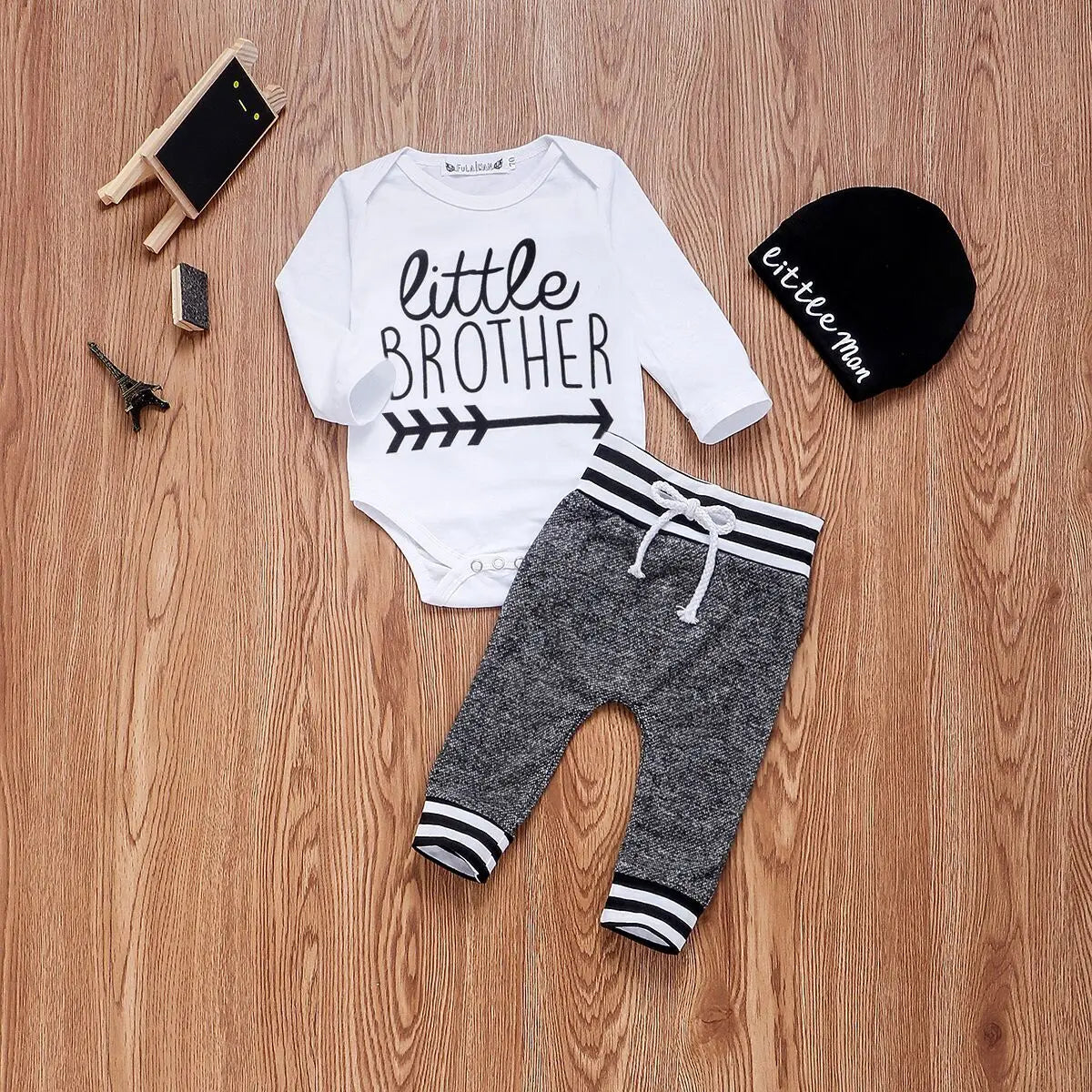 Long Sleeve Romper Pant Hats Outfit