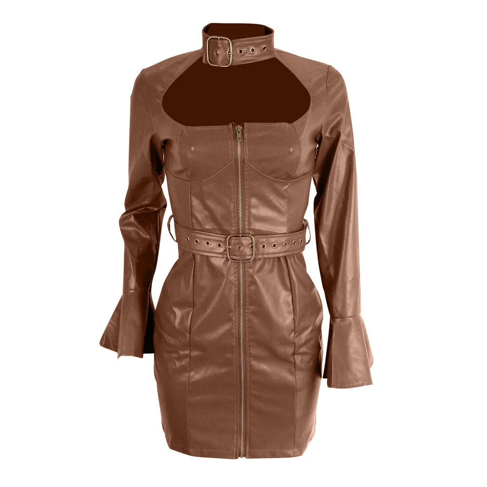 Chic Luxe Faux Leather Mini Dress