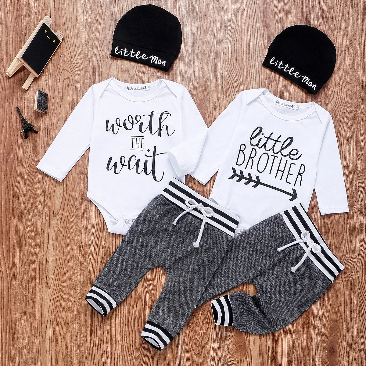 Long Sleeve Romper Pant Hats Outfit