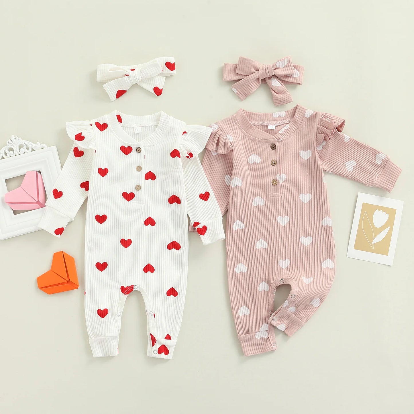 Baby Girl Jumpsuit Heart Print Rompers