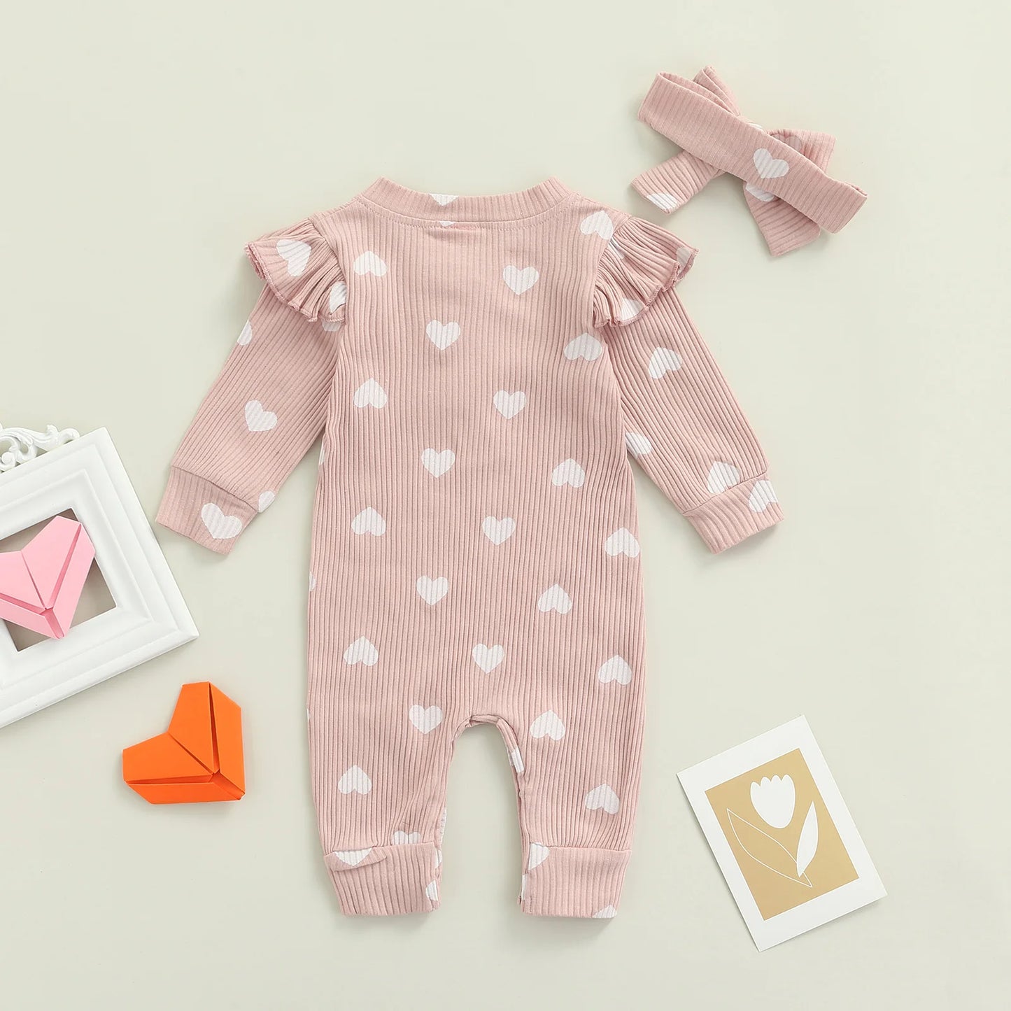 Baby Girl Jumpsuit Heart Print Rompers