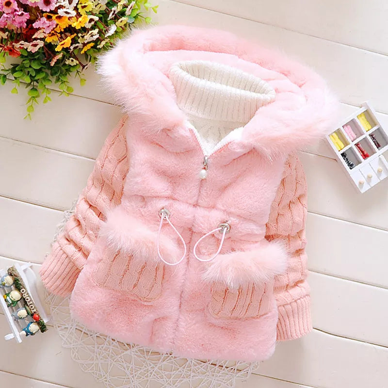 Baby Jacket Thicken Warm Winter Jackets For Girls Sweater Coat Fashion Infant Hooded Outwear