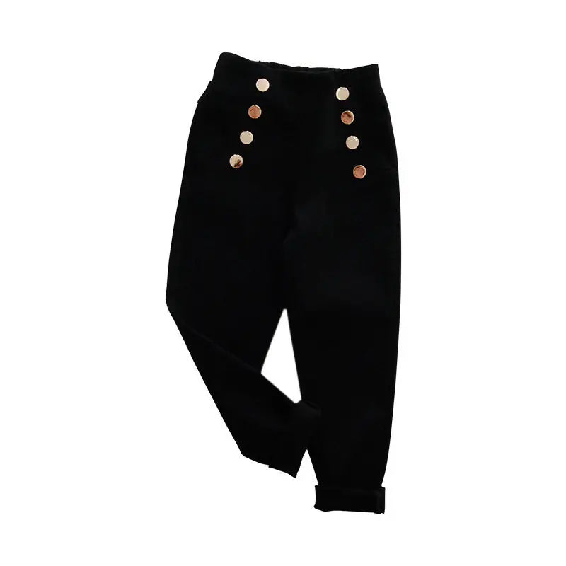 Fashion Tight Pant with Buttons Baby Kids Children Trousers