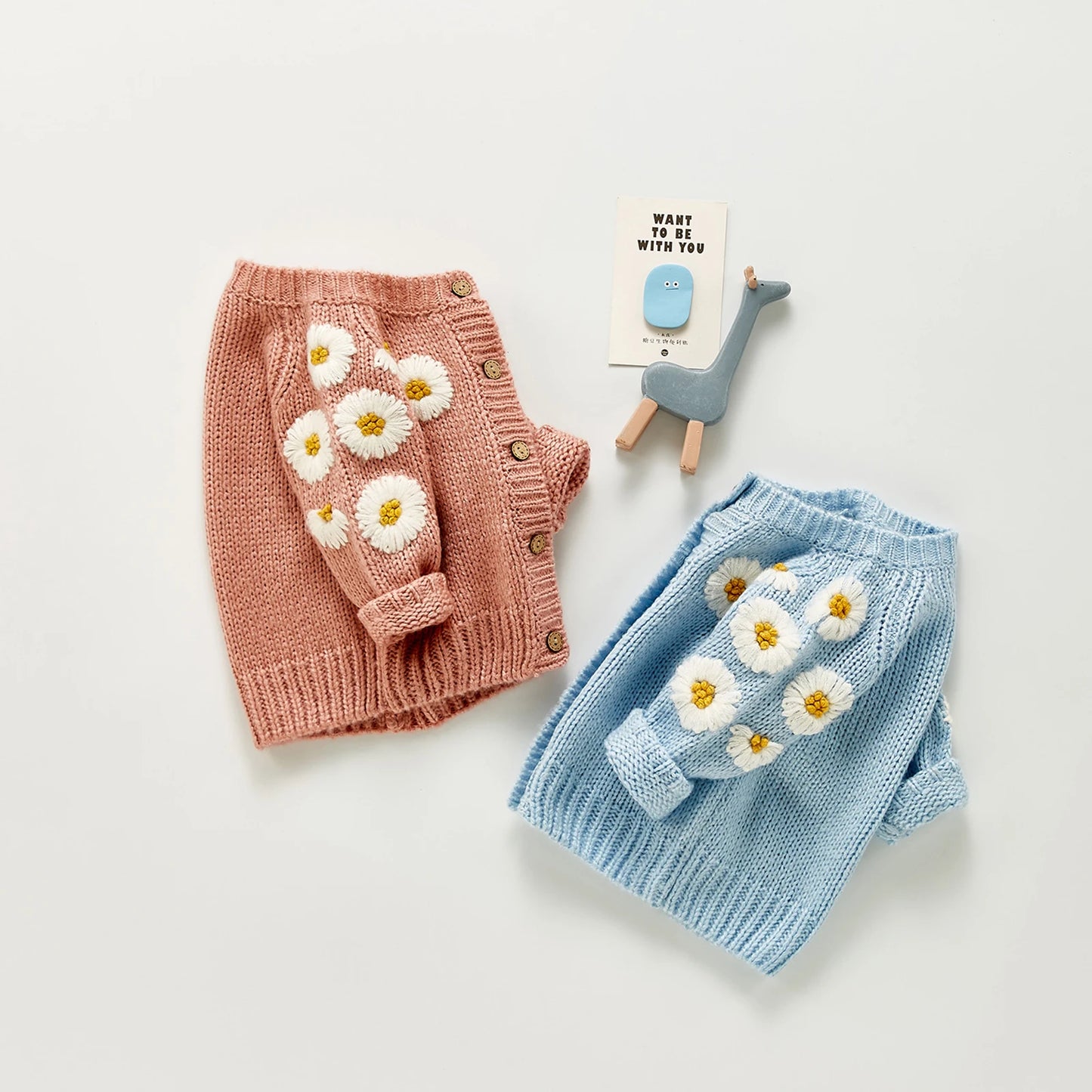 Citgeett Autumn Winter Infant Baby Girls Boys Lovely Sweater Cardigan Long Sleeve Single Breasted Flowers Knit Jacket Clothes