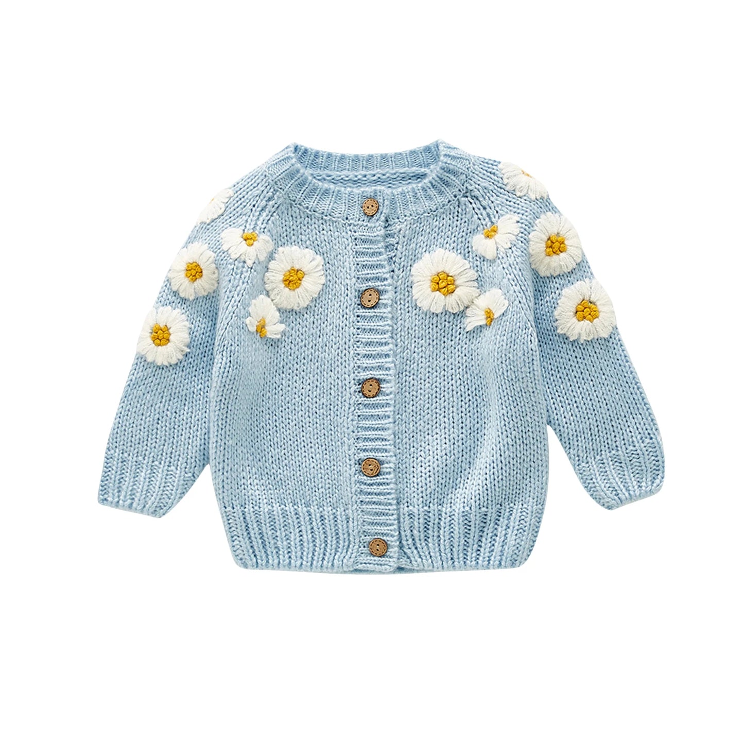 Citgeett Autumn Winter Infant Baby Girls Boys Lovely Sweater Cardigan Long Sleeve Single Breasted Flowers Knit Jacket Clothes