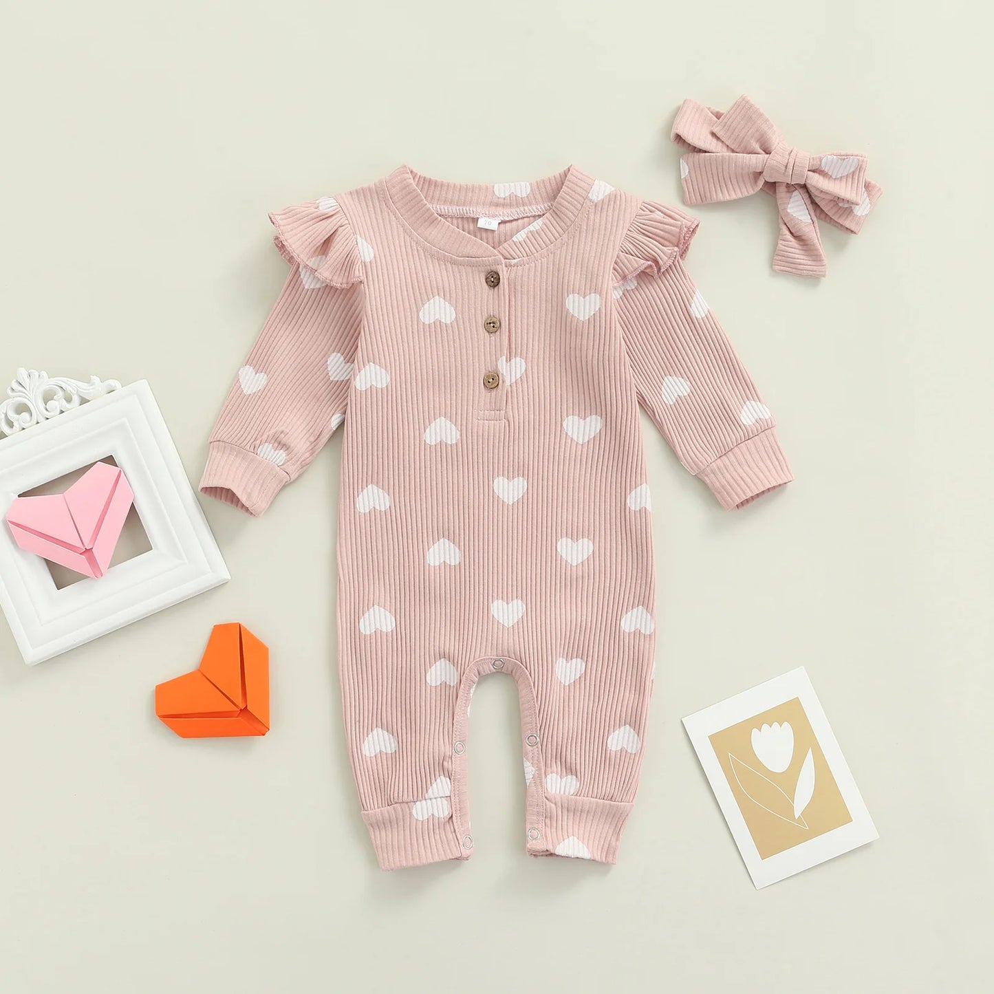 Baby Girl Jumpsuit Heart Print Rompers