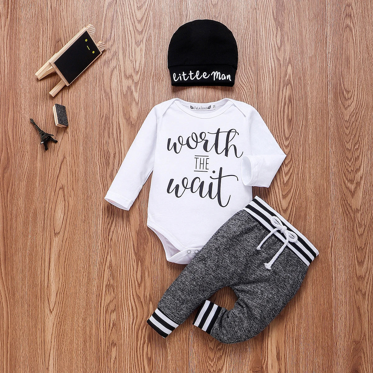 Long Sleeve Romper Pant Hats Outfit