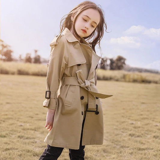 Teen Girls Long Trench Coat