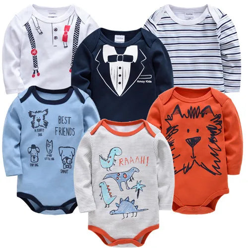 Kavkas Fashion Baby Boys Clothes Set 3 6 pcs/set Cotton Soft Long Sleeve Autumn Boy Girls Bodysuit Newborn Toddler Body bebe