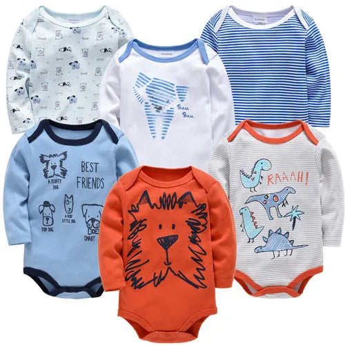 Kavkas Fashion Baby Boys Clothes Set 3 6 pcs/set Cotton Soft Long Sleeve Autumn Boy Girls Bodysuit Newborn Toddler Body bebe