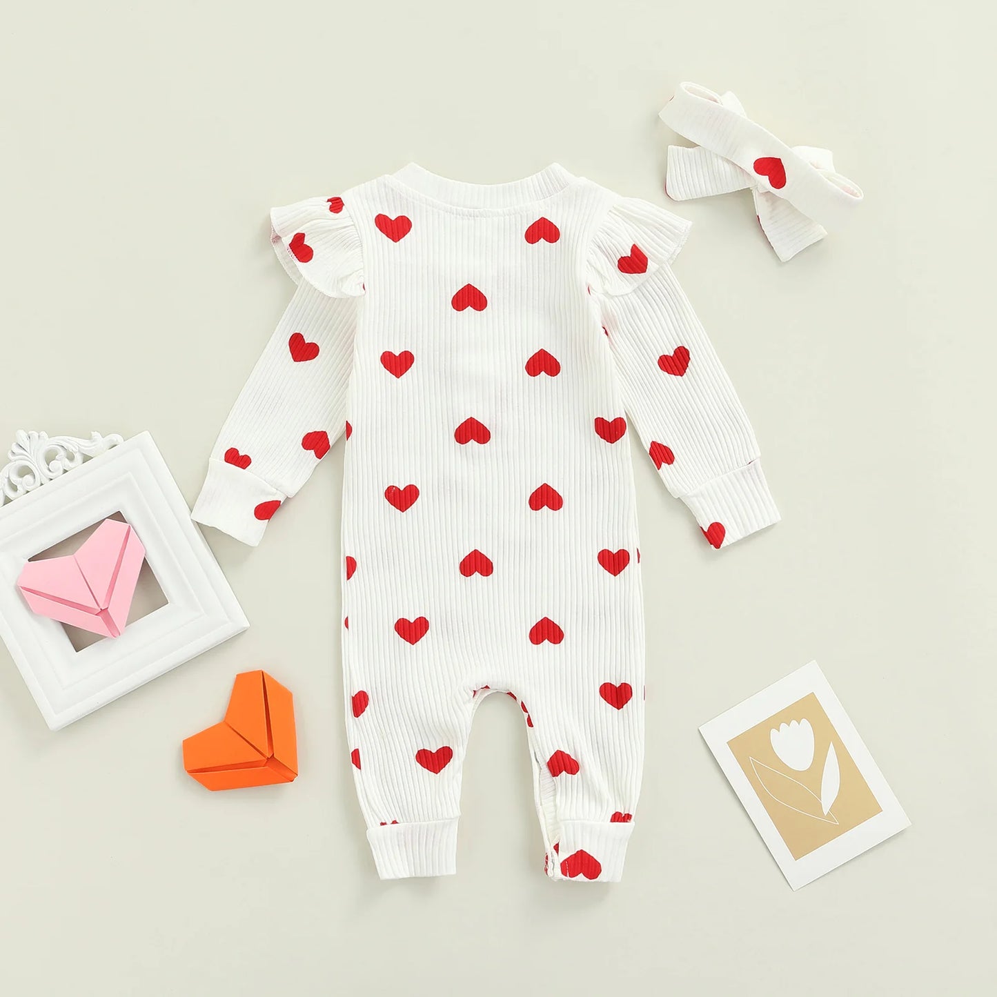 Baby Girl Jumpsuit Heart Print Rompers