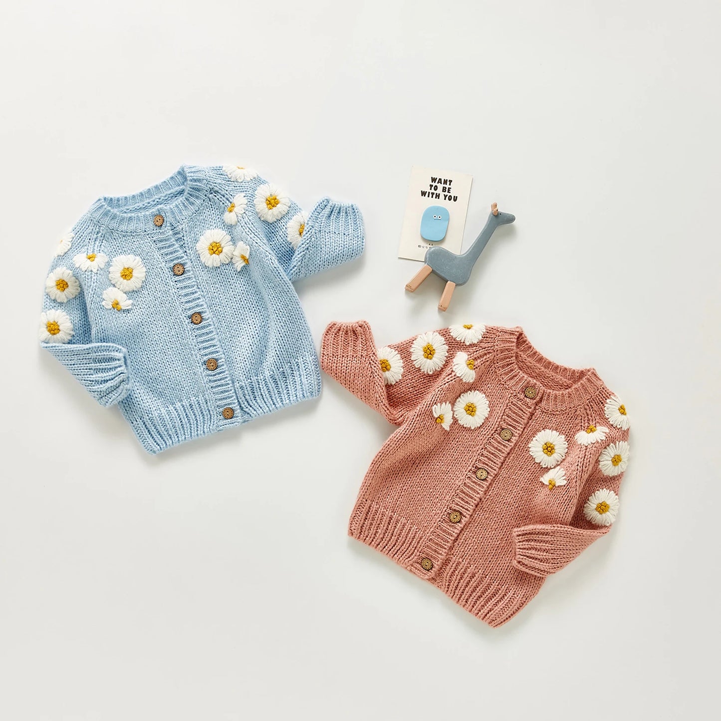 Citgeett Autumn Winter Infant Baby Girls Boys Lovely Sweater Cardigan Long Sleeve Single Breasted Flowers Knit Jacket Clothes