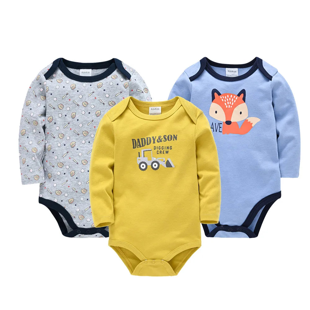 Kavkas Fashion Baby Boys Clothes Set 3 6 pcs/set Cotton Soft Long Sleeve Autumn Boy Girls Bodysuit Newborn Toddler Body bebe