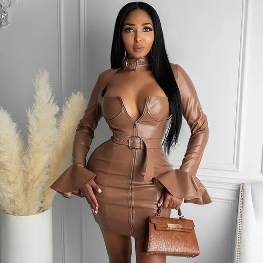 Chic Luxe Faux Leather Mini Dress