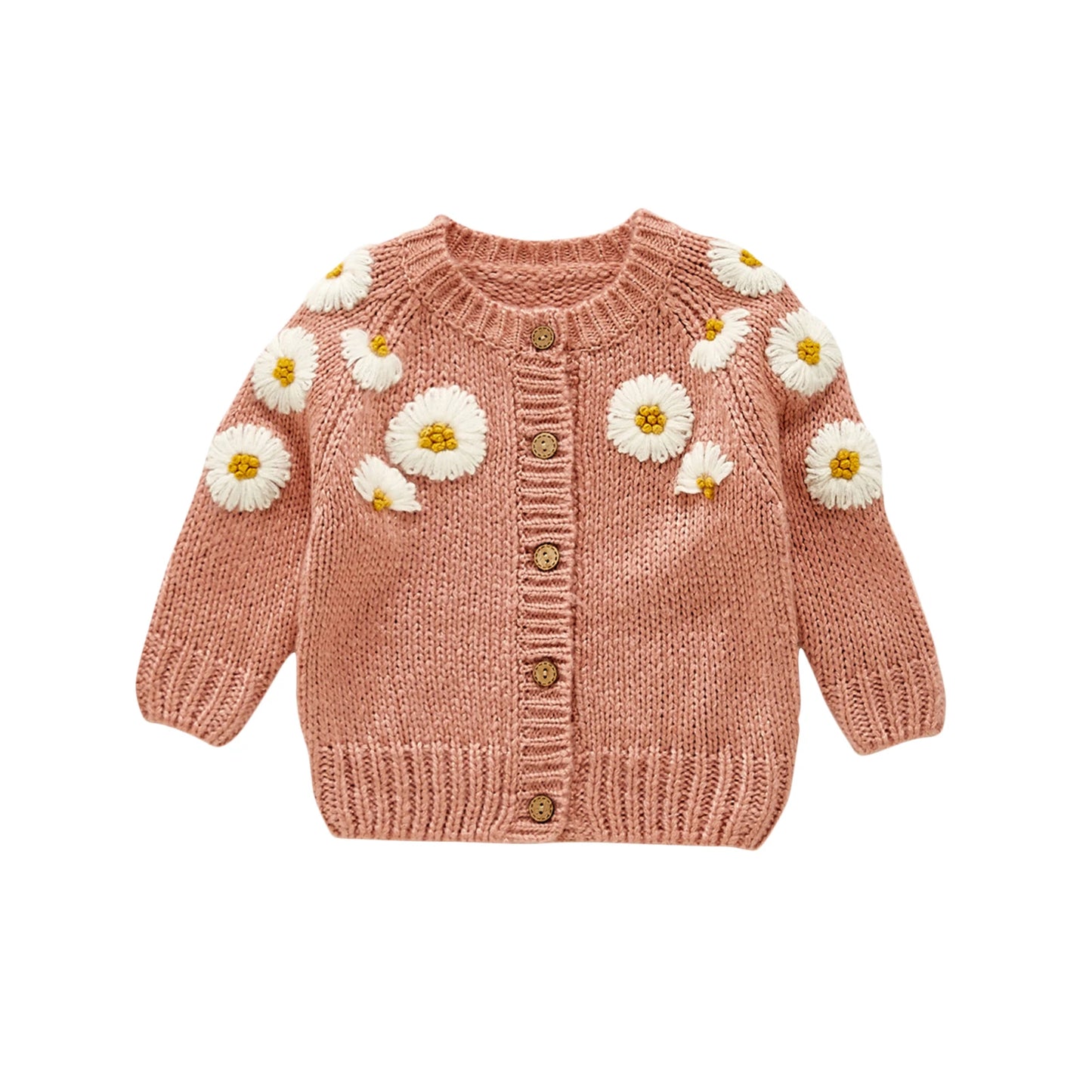 Citgeett Autumn Winter Infant Baby Girls Boys Lovely Sweater Cardigan Long Sleeve Single Breasted Flowers Knit Jacket Clothes