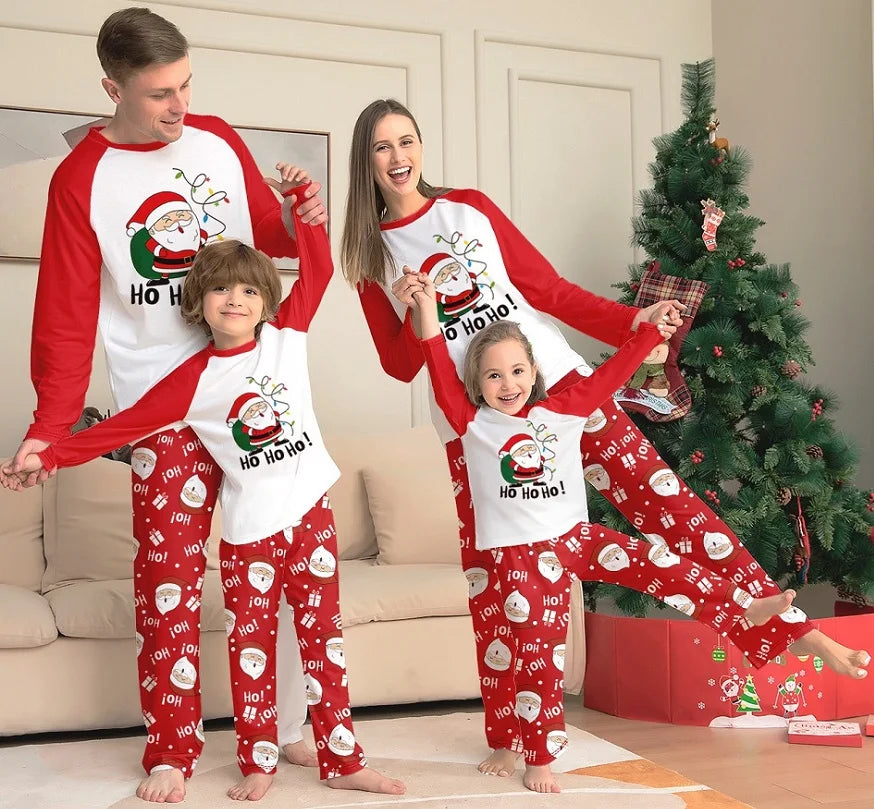 HO HO HO Printed Adult Kid Baby Family Matching Outfits Christmas Family Pj's