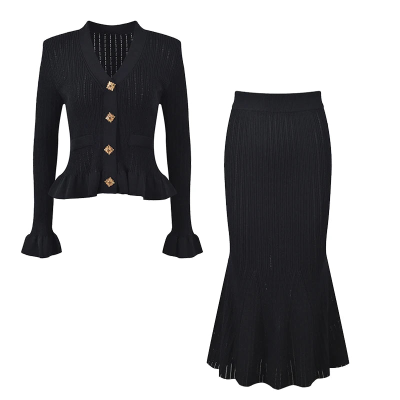 Elegant Knitted Two-Piece Coord & Dress