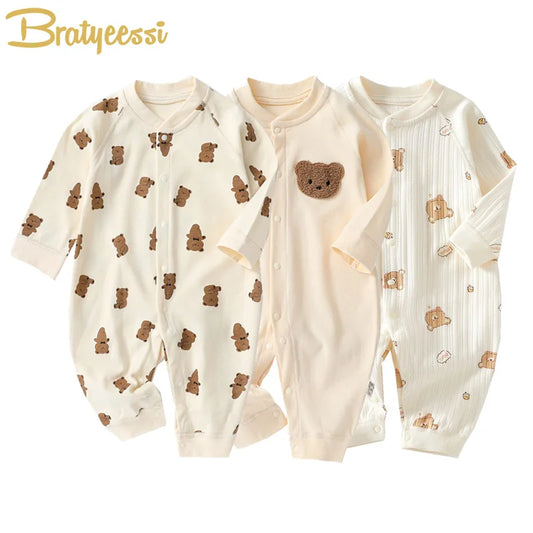 Newborn Jumpsuit Cartoon Bear Long Sleeves Baby Rompers for Boys Girls Autumn Clothes Infant Outfit Toddler Onesie 0-18M