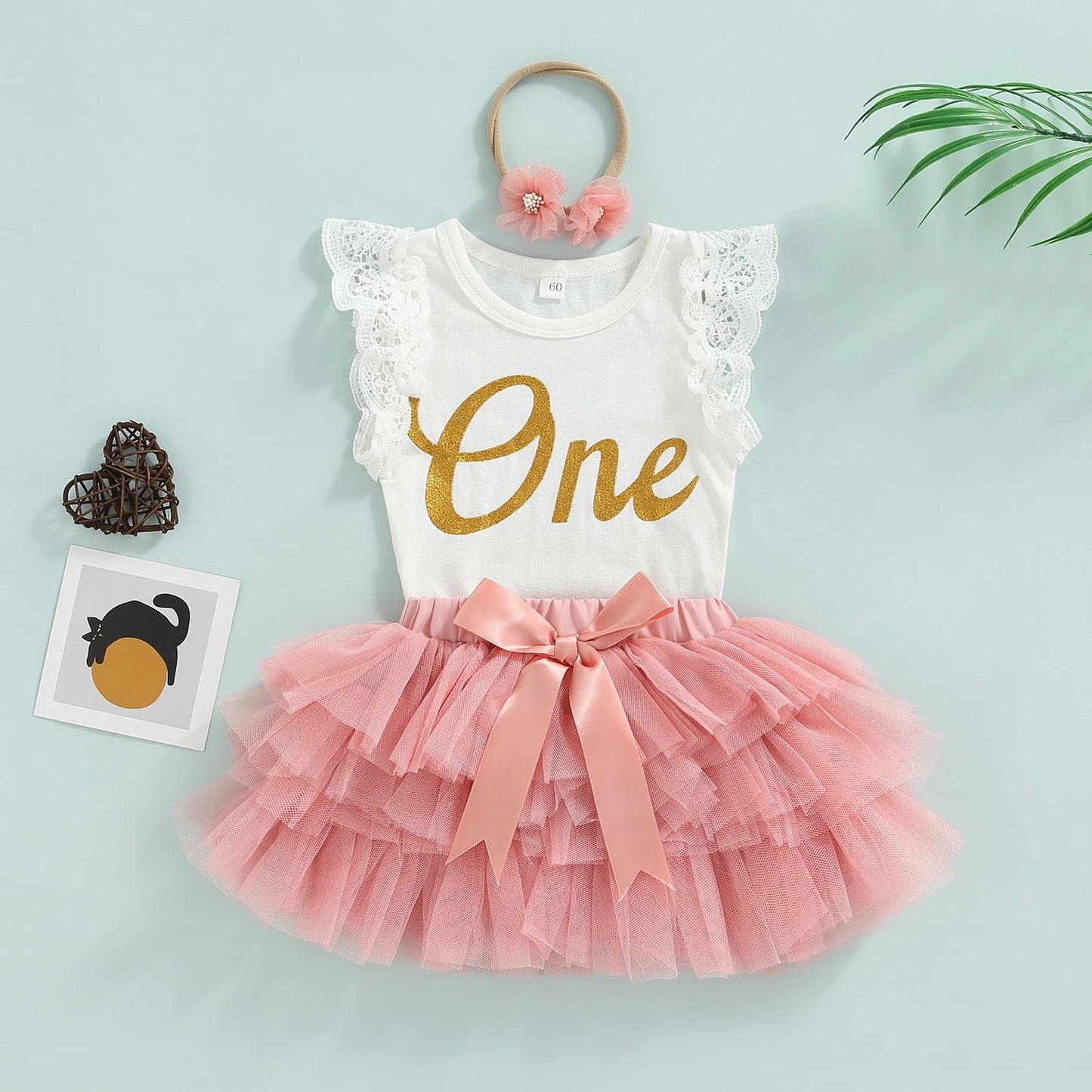 ma&baby 0-18M 1st Birthday Baby Girl Clothes Set Infant Newborn Toddler Letter Romper Ruffle Tulle Skirts Headband Outfit Summer