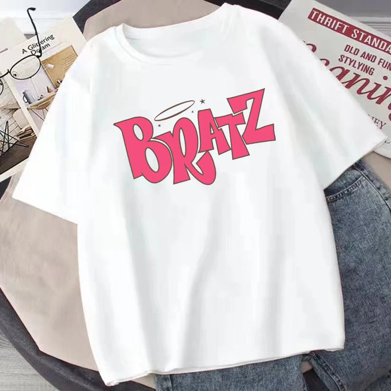 Bratz Clothes For Women T-shirts Funny Harajuku Cartoon Graphic T Shirts Y2k Fashion Casual O-Neck T-shirt Summer Short Sleeve