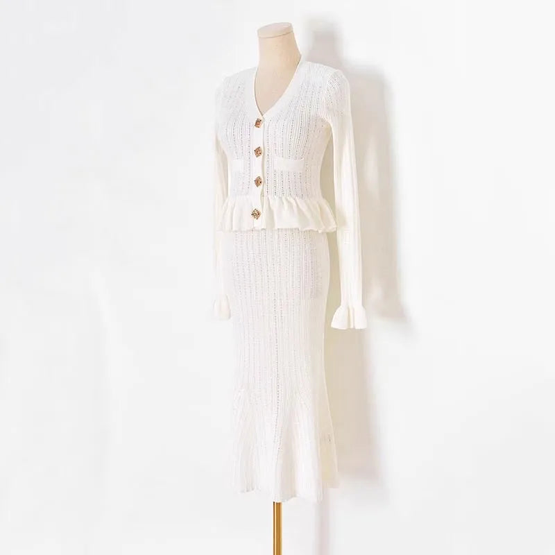 Elegant Knitted Two-Piece Coord & Dress