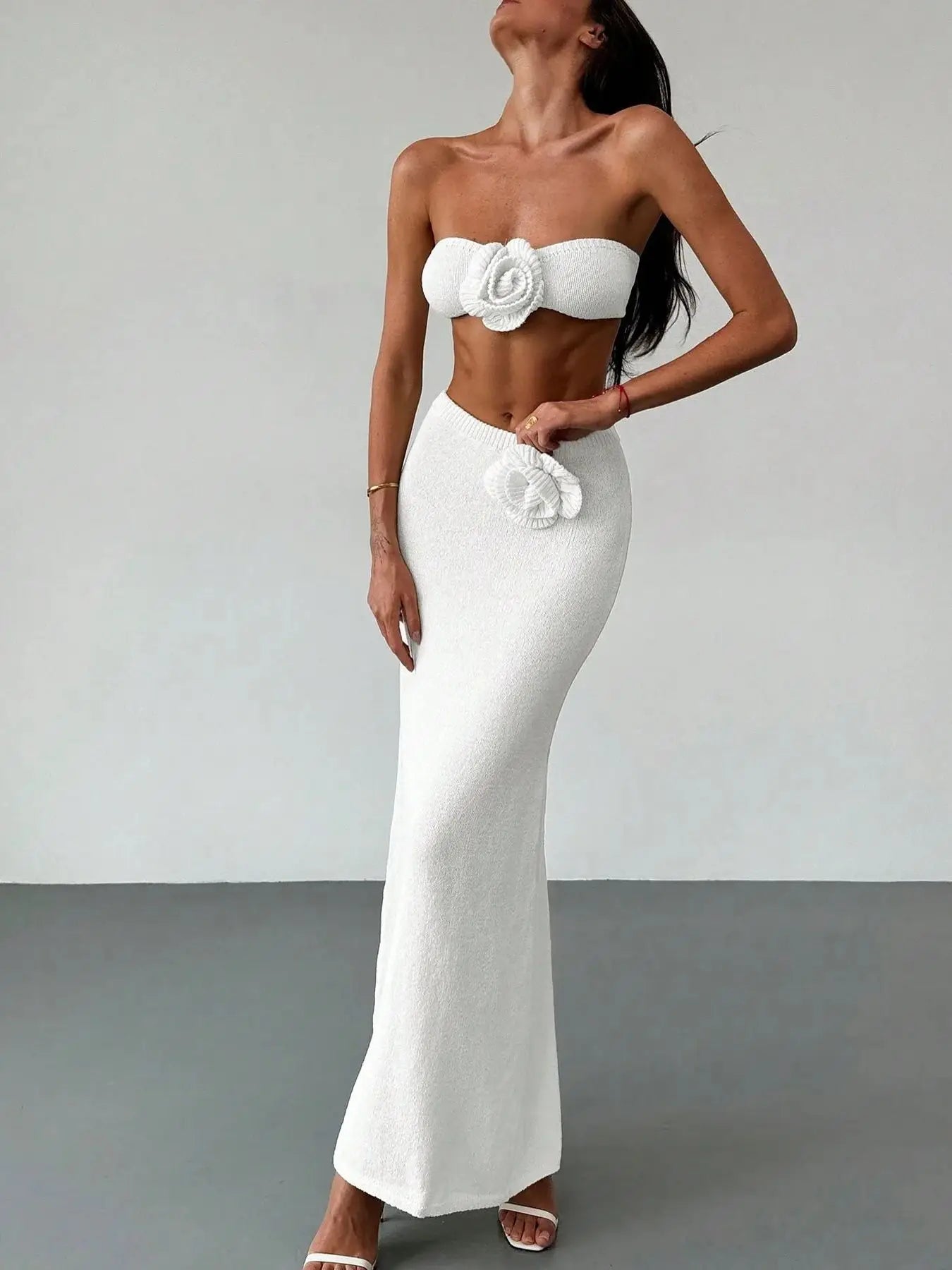 Seaside Garden Muse Knit Skirt & 3D Flower Bikini-Inspired Co-Ord