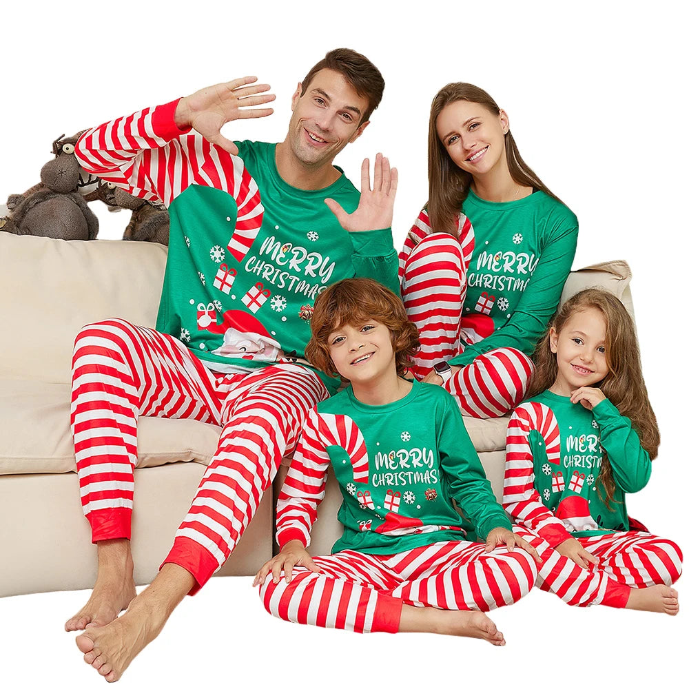 Christmas Father Son Mom Daughter Matching Pajamas Set Santa Claus Hat