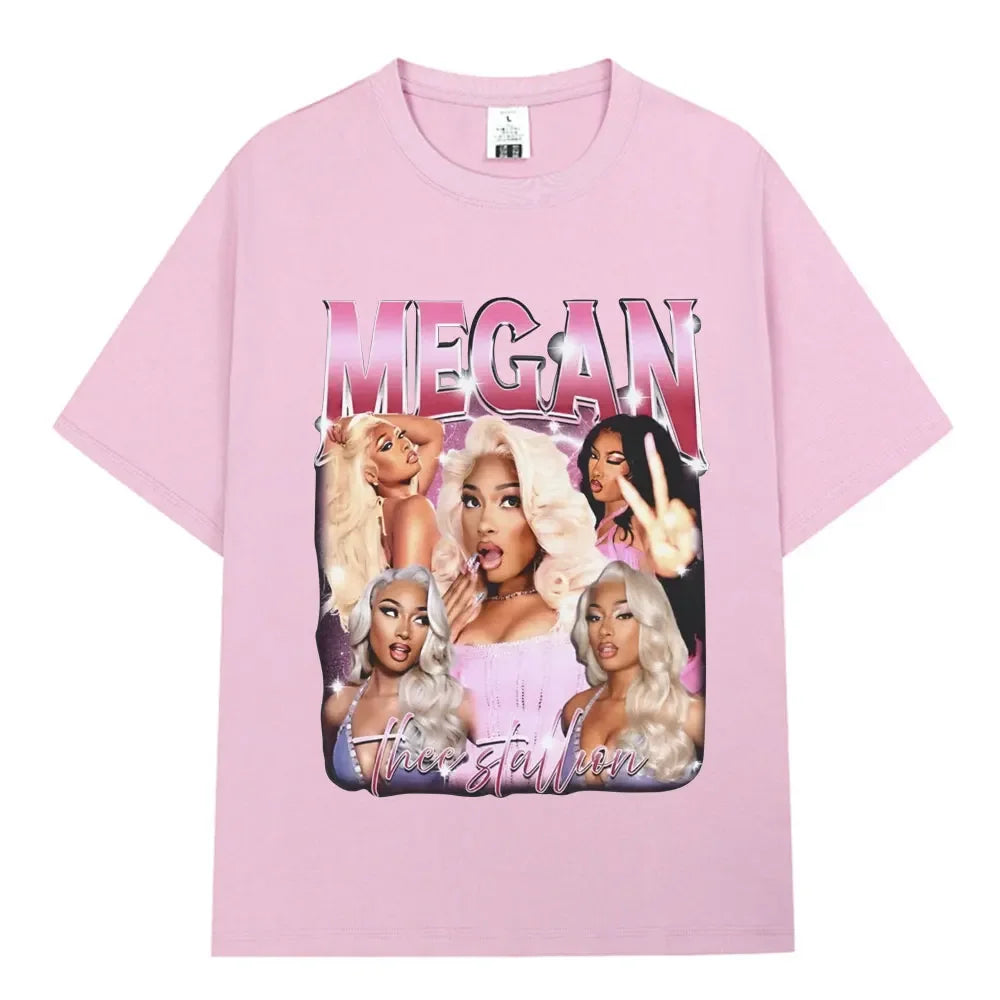 Rapper Megan Thee Stallion Graphics Print T Shirt Hot Girl Summer Tour Women Women Hip Hop Vintage T Shirts 100% Cotton T-shirt