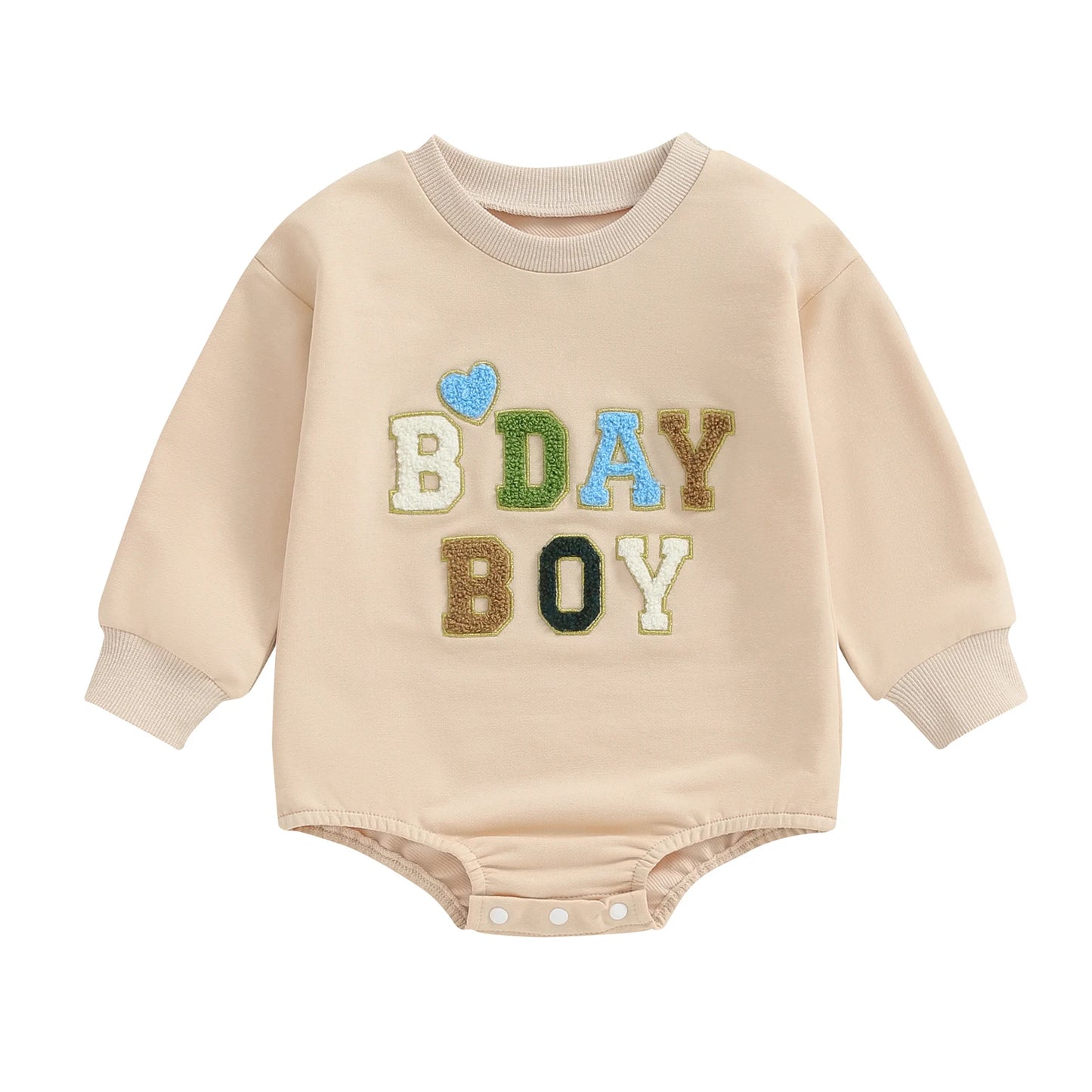 Citgeett Autumn Infant Baby Boys Girls Birthday Bodysuit Long Sleeve Letter Embroidery Playsuit Fall Clothes