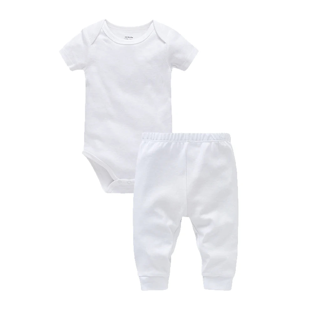 Baby Rompers Pants Set Plain Colors Short Sleeve Bodysuit